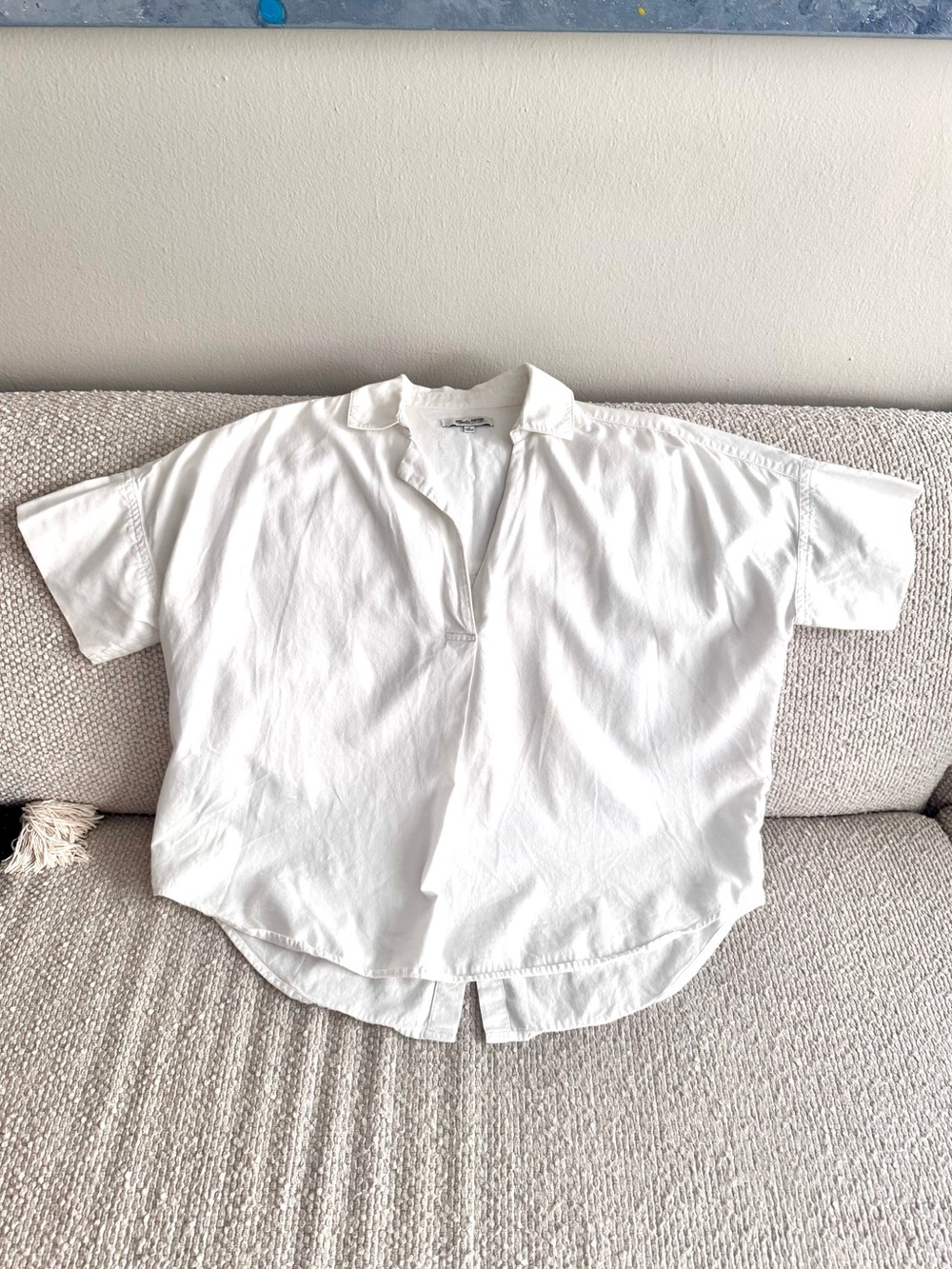 Madewell White Cotton Popover S/S Shirt - Picture 5 of 8